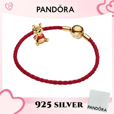 Winnie the Pooh Red and Gold Leather Bracelet Set .